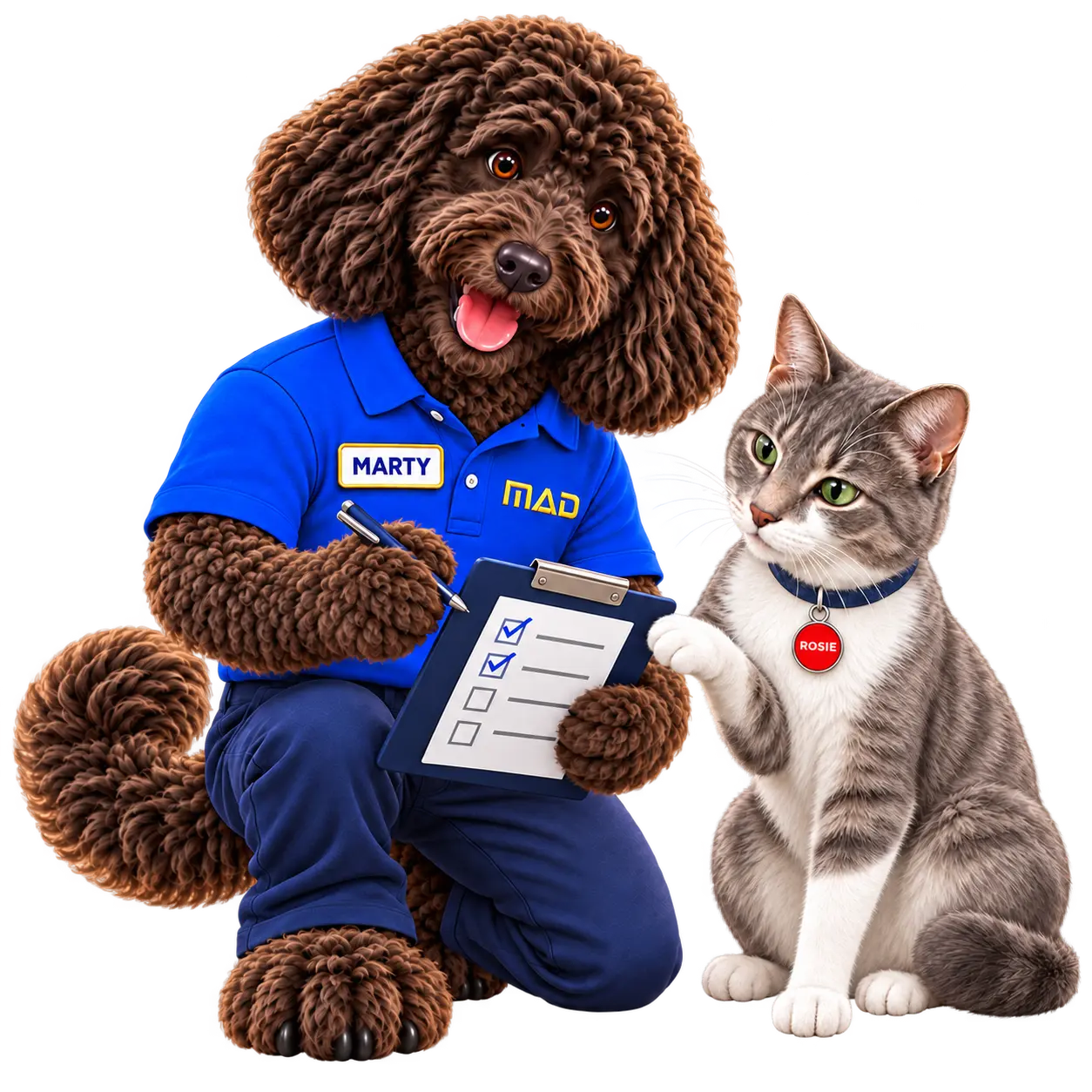 Marty and Rosie completing a pet insurance checklist together