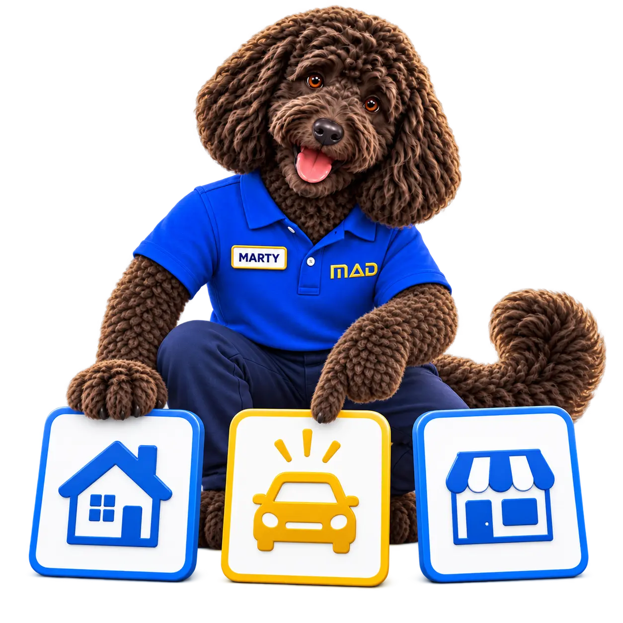 Marty organizing home, auto, and business quote choices